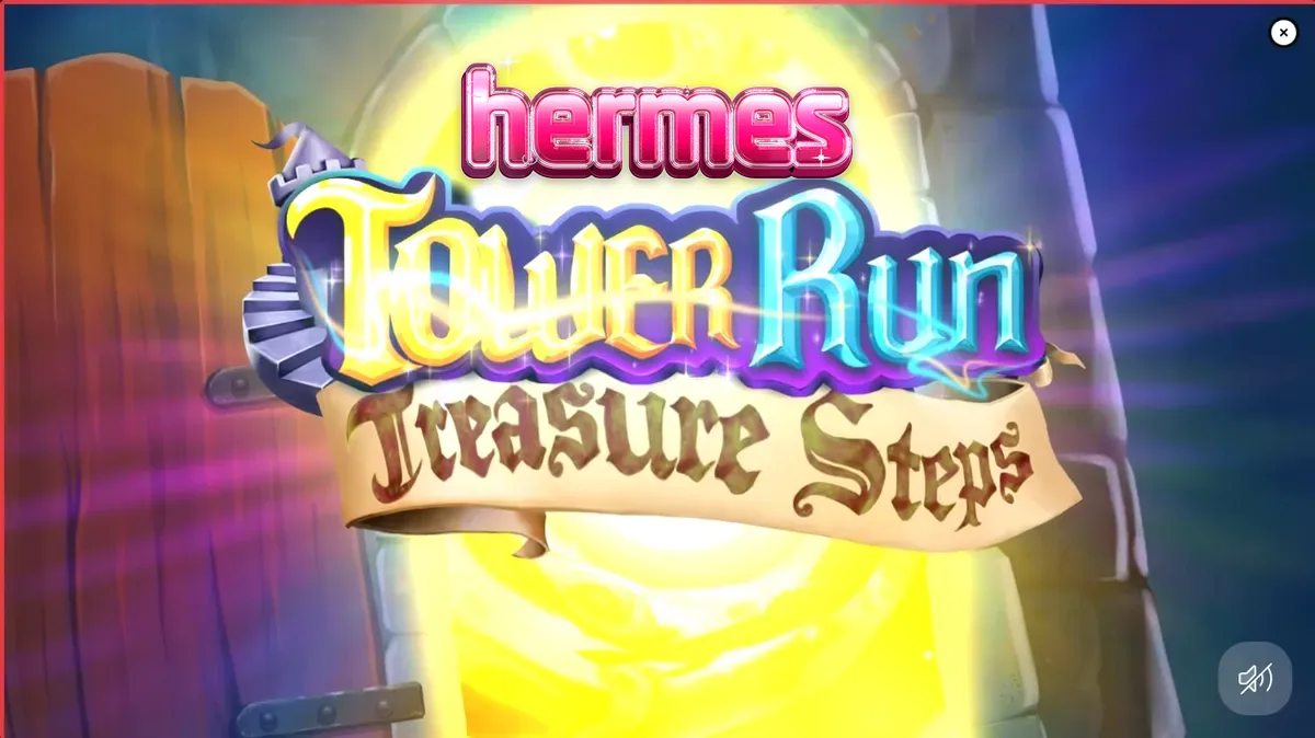 Tampilan antarmuka mobile slot Tower Run Treasure Steps dengan visual pixel-art yang cerah.